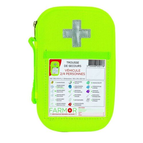 Trousse secours fluo VÉHICULE 2/4 PERSONNES